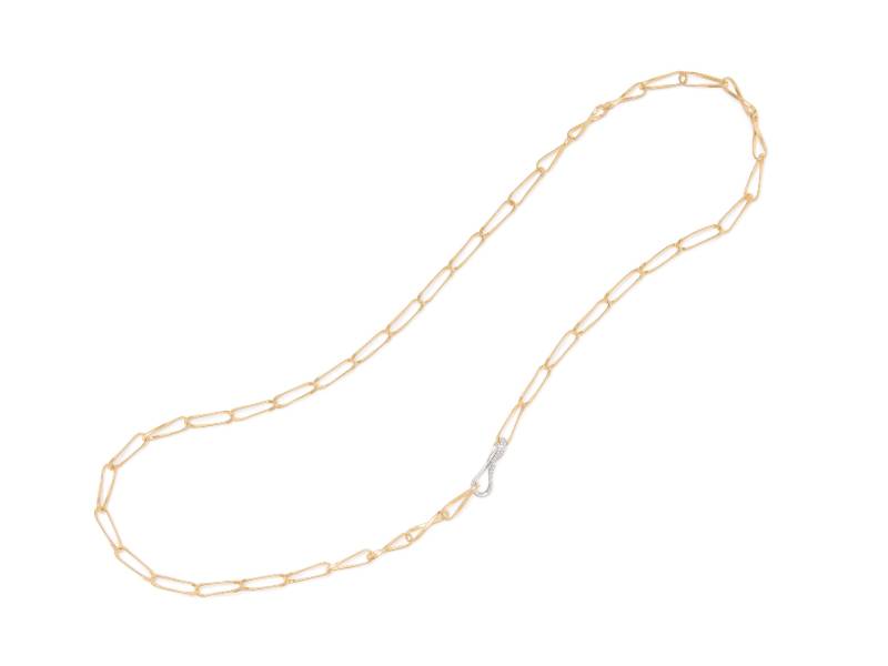 18KT YELLOW GOLD TWISTED COIL LINK LARIAT WITH DIAMOND CLASP MARRAKECH ONDE NEW MARCO BICEGO CG849